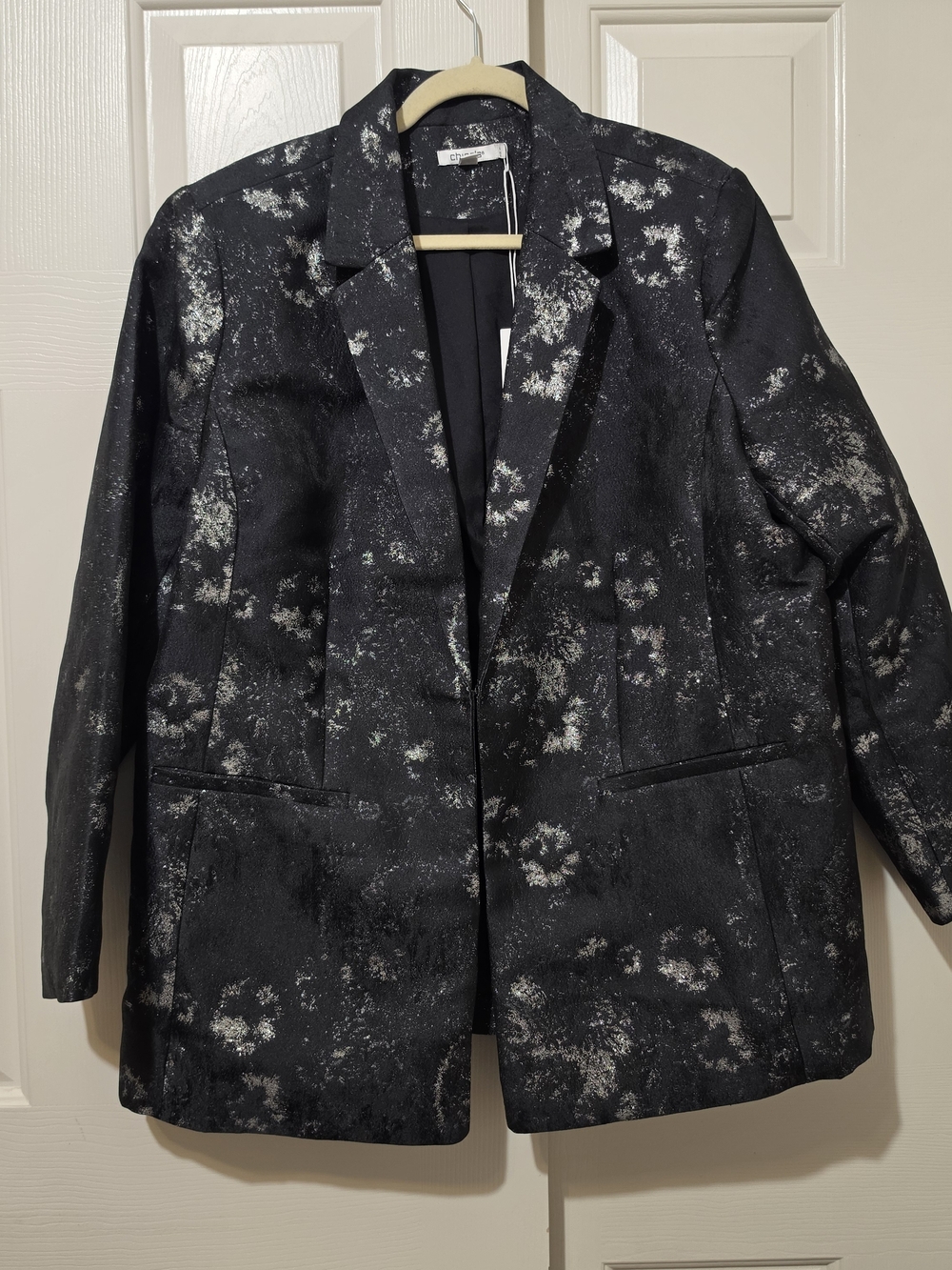 NWT Chico's Jaquard Blazer with Silver Sparkle Detail Sz 20 Event Formal Wedding